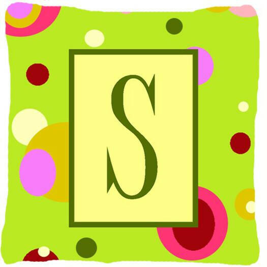 Letter S Initial Monogram - Green Decorative   Canvas Fabric Pillow - the-store.com