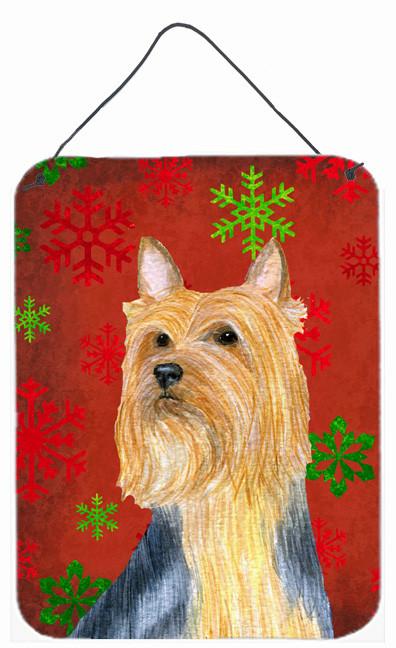 Silky Terrier Red and Green Snowflakes Christmas Wall or Door Hanging Prints by Caroline&#39;s Treasures