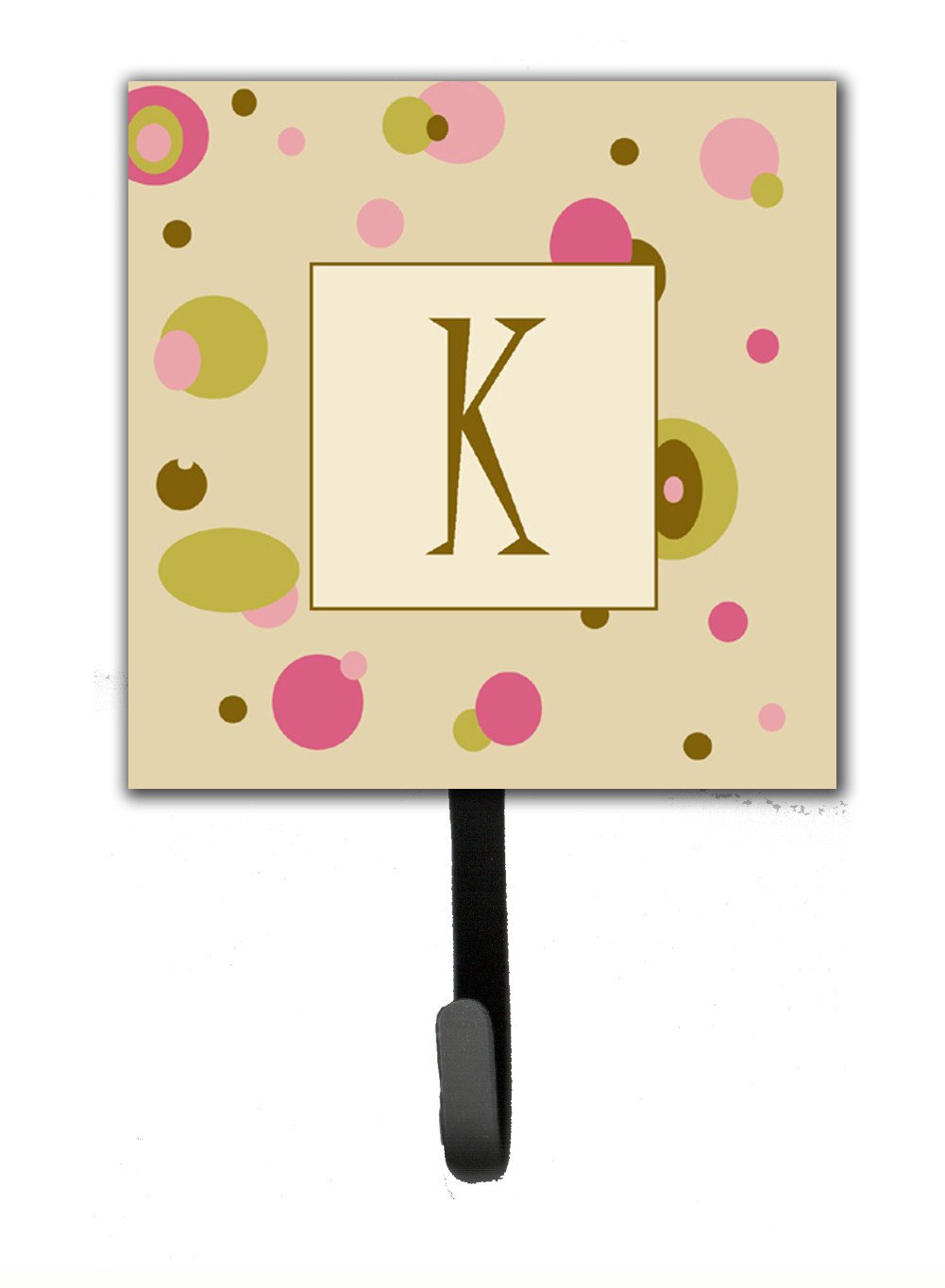 Letter K Initial Monogram - Tan Dots Leash Holder or Key Hook by Caroline&#39;s Treasures