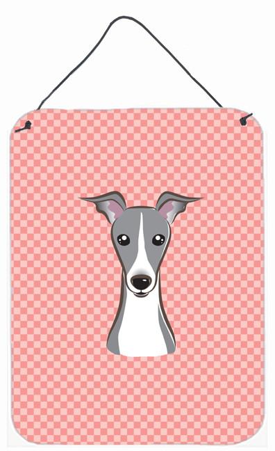 Checkerboard Pink Italian Greyhound Wall or Door Hanging Prints BB1236DS1216 by Caroline&#39;s Treasures