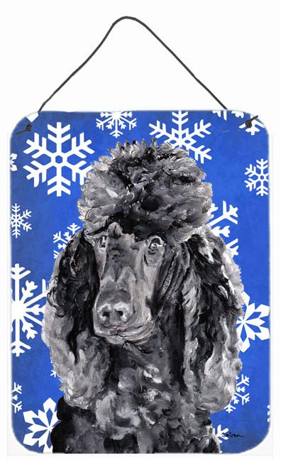 Black Standard Poodle Winter Snowflakes Wall or Door Hanging Prints SC9770DS1216 by Caroline&#39;s Treasures