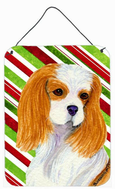 Cavalier Spaniel Candy Cane Holiday Christmas Wall or Door Hanging Prints by Caroline&#39;s Treasures