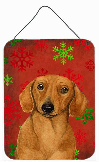 Dachshund Red and Green Snowflakes Christmas Wall or Door Hanging Prints by Caroline's Treasures