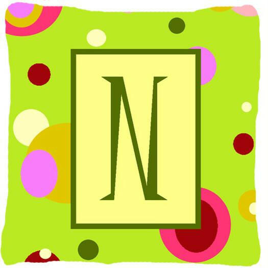Letter N Initial Monogram - Green Decorative   Canvas Fabric Pillow - the-store.com