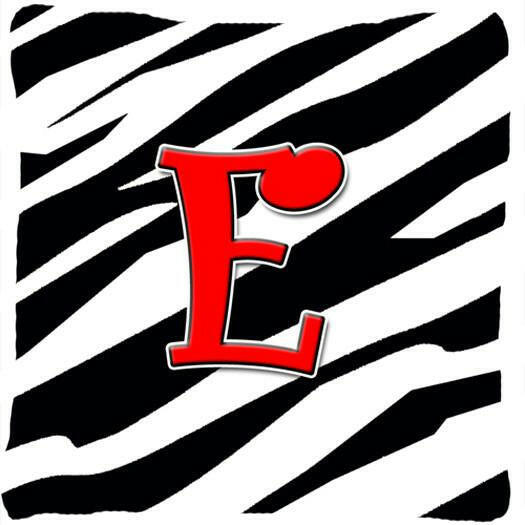 Monogram Initial E Zebra Red Decorative   Canvas Fabric Pillow CJ1024 - the-store.com