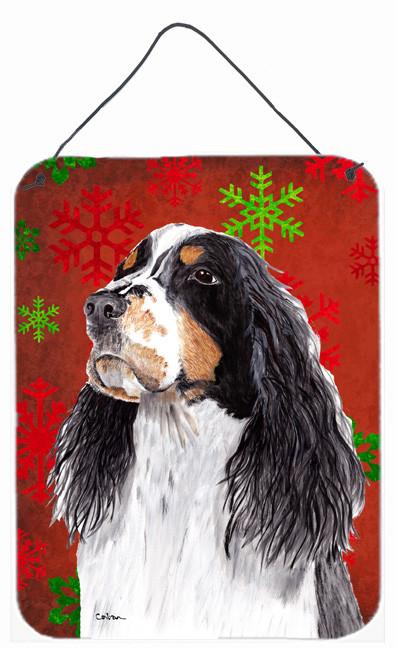 Springer Spaniel Red Snowflakes Holiday Christmas Wall or Door Hanging Prints by Caroline&#39;s Treasures