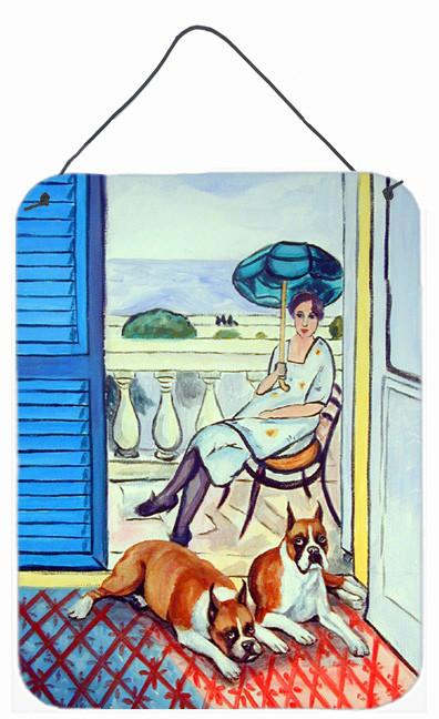 Lady with her Boxer Aluminium Metal Wall or Door Hanging Prints by Caroline&#39;s Treasures