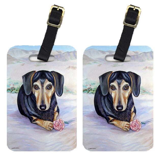 Pair of 2 Black and Cream Dachshund Luggage Tags by Caroline&#39;s Treasures