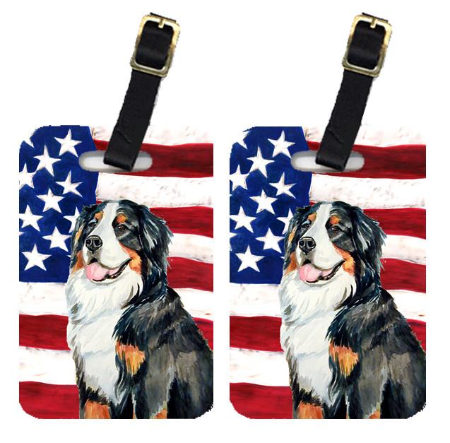 Pair of USA American Flag with Bernese Mountain Dog Luggage Tags LH9003BT by Caroline&#39;s Treasures