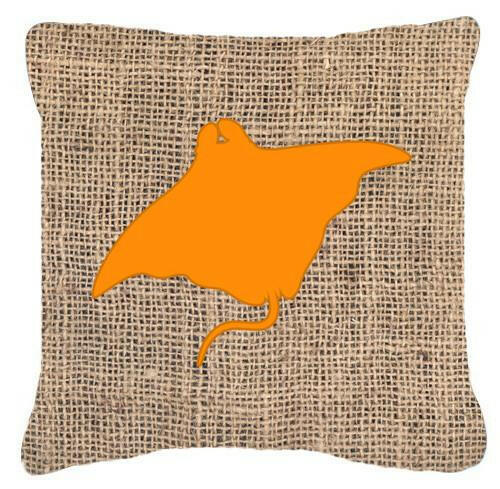 Manta ray Burlap and Orange   Canvas Fabric Decorative Pillow BB1014 - the-store.com