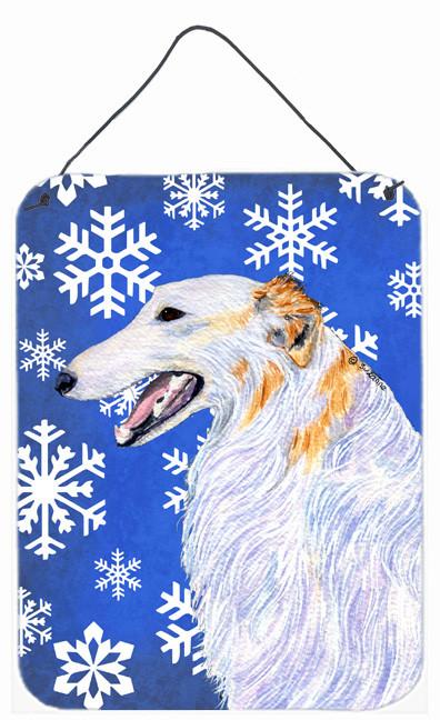 Borzoi Winter Snowflakes Holiday Aluminium Metal Wall or Door Hanging Prints by Caroline's Treasures