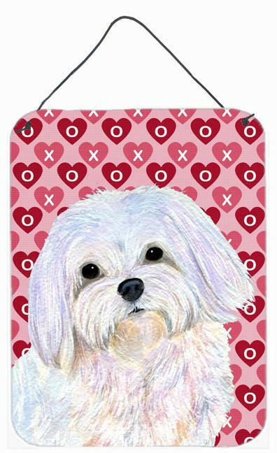 Maltese Hearts Love and Valentine&#39;s Day Portrait Wall or Door Hanging Prints by Caroline&#39;s Treasures
