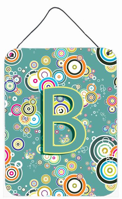 Letter B Circle Circle Teal Initial Alphabet Wall or Door Hanging Prints CJ2015-BDS1216 by Caroline&#39;s Treasures