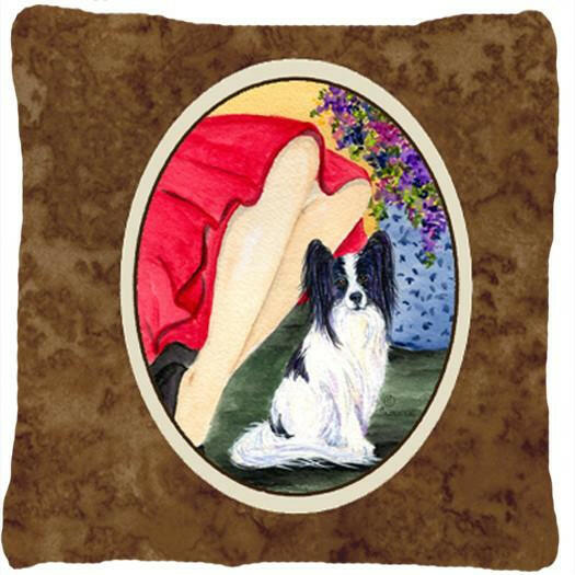 Lady with her Papillon Decorative   Canvas Fabric Pillow by Caroline's Treasures