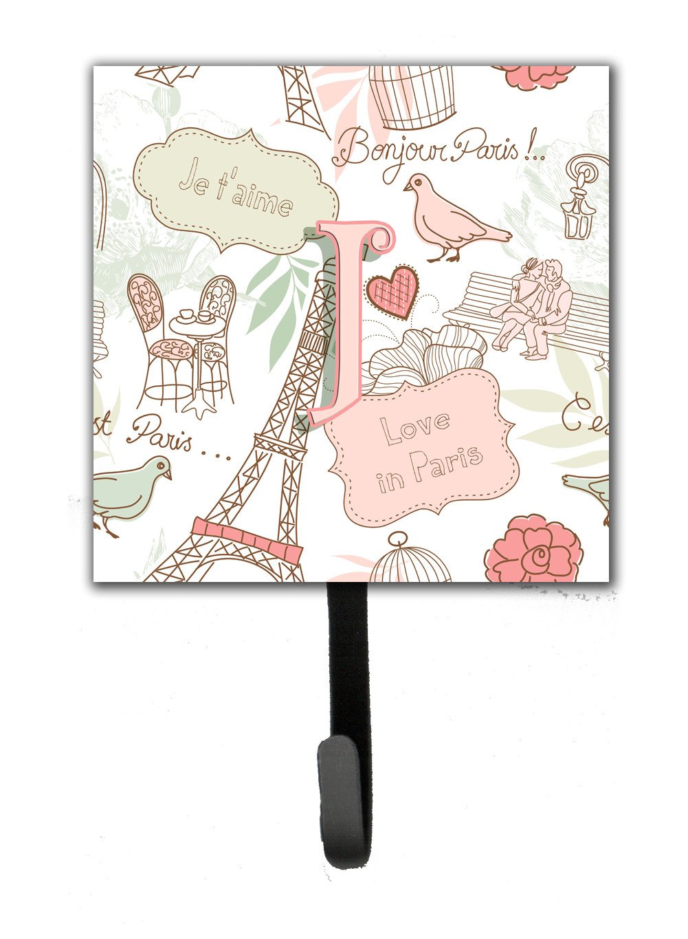 Letter J Love in Paris Pink Leash or Key Holder CJ2002-JSH4 by Caroline&#39;s Treasures