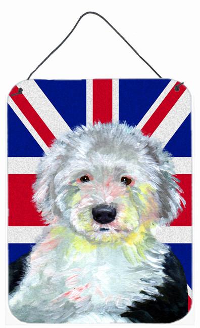 Old English Sheepdog with English Union Jack British Flag Wall or Door Hanging Prints LH9497DS1216 by Caroline's Treasures