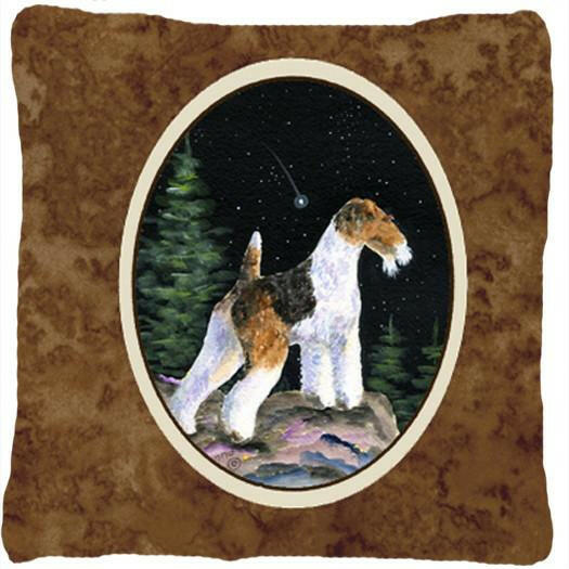 Starry Night Fox Terrier Decorative   Canvas Fabric Pillow by Caroline&#39;s Treasures