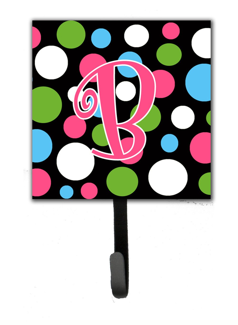 Letter B Initial Monogram - Polkadots and Pink Leash Holder or Key Hook by Caroline&#39;s Treasures