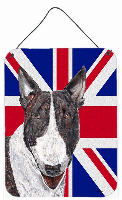 Bull Terrier with Engish Union Jack British Flag Wall or Door Hanging Prints SC9861DS1216 by Caroline&#39;s Treasures