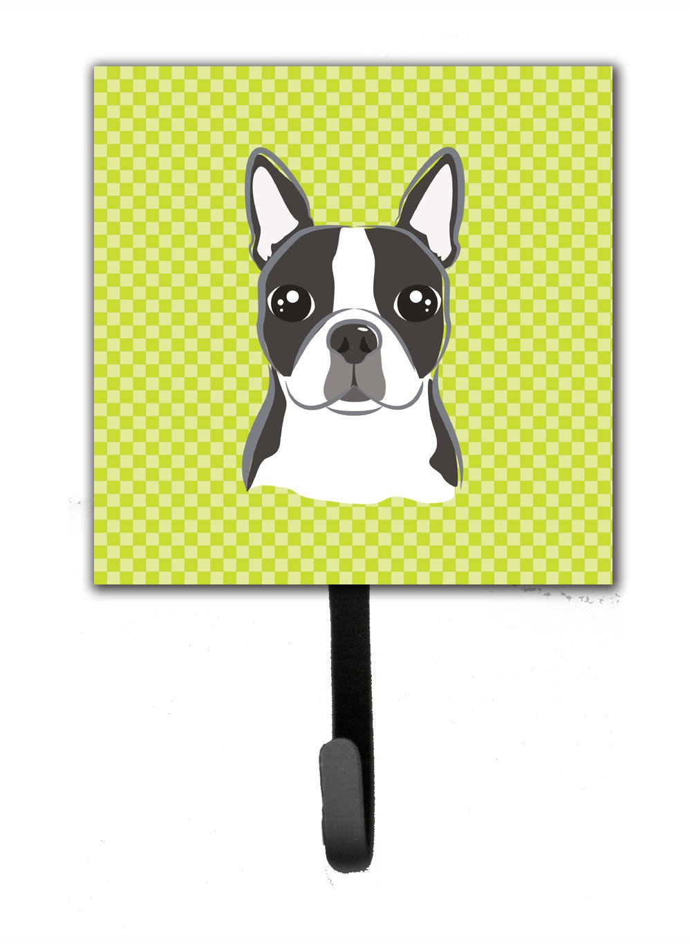 Checkerboard Lime Green Boston Terrier Leash or Key Holder BB1265SH4 by Caroline&#39;s Treasures