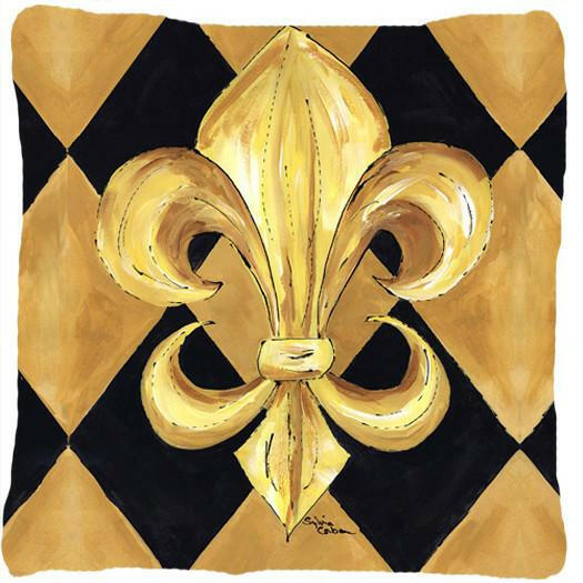 Black and Gold Fleur de lis New Orleans Decorative   Canvas Fabric Pillow - the-store.com