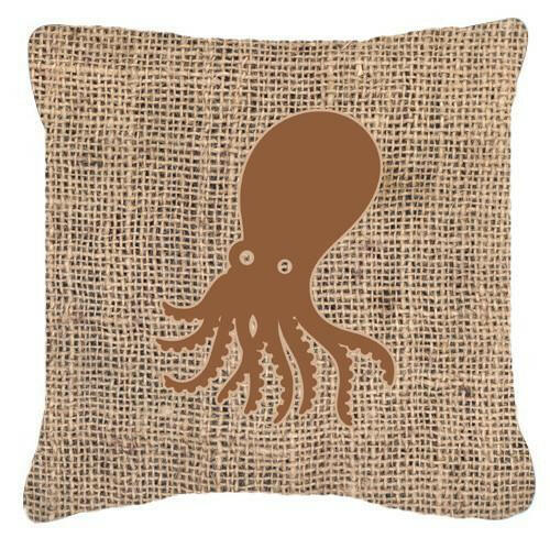 Octopus Burlap and Brown   Canvas Fabric Decorative Pillow BB1098 - the-store.com