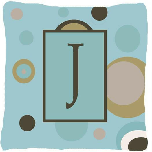 Monogram - Initial J Blue Dots Decorative   Canvas Fabric Pillow CJ1013 - the-store.com
