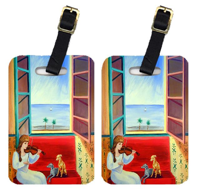 Pair of 2 Italian Greyhounds with Mom and Violin Luggage Tags by Caroline's Treasures