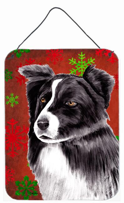 Border Collie Red  Snowflakes Holiday Christmas Wall or Door Hanging Prints by Caroline&#39;s Treasures
