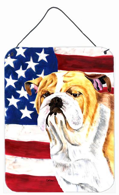 USA American Flag with Bulldog English Wall or Door Hanging Prints by Caroline&#39;s Treasures