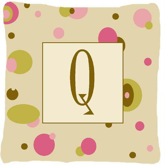Letter Q Initial Monogram - Tan Dots Decorative   Canvas Fabric Pillow - the-store.com