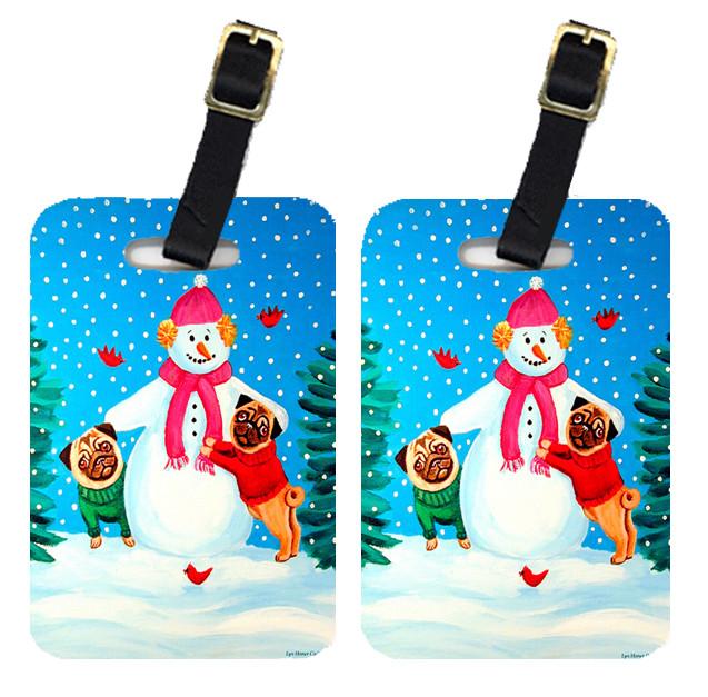 Snowman with Pug Luggage Tags Pair of 2 by Caroline&#39;s Treasures