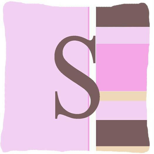 Letter S Initial Monogram - Pink Stripes Decorative   Canvas Fabric Pillow - the-store.com