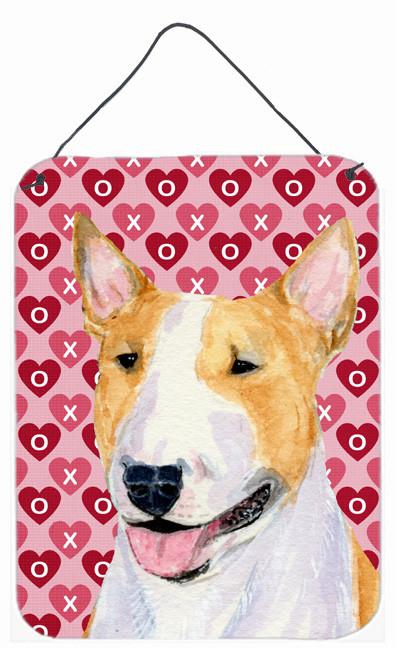 Bull Terrier Hearts Love and Valentine&#39;s Day Wall or Door Hanging Prints by Caroline&#39;s Treasures