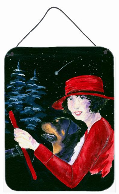 Lady driving with her Rottweiler Aluminium Metal Wall or Door Hanging Prints by Caroline's Treasures