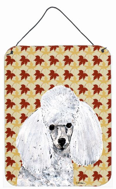 White Toy Poodle Fall Leaves Wall or Door Hanging Prints SC9677DS1216 by Caroline's Treasures
