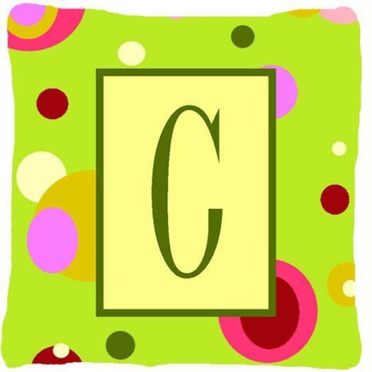 Letter C Initial Monogram - Green Decorative   Canvas Fabric Pillow - the-store.com