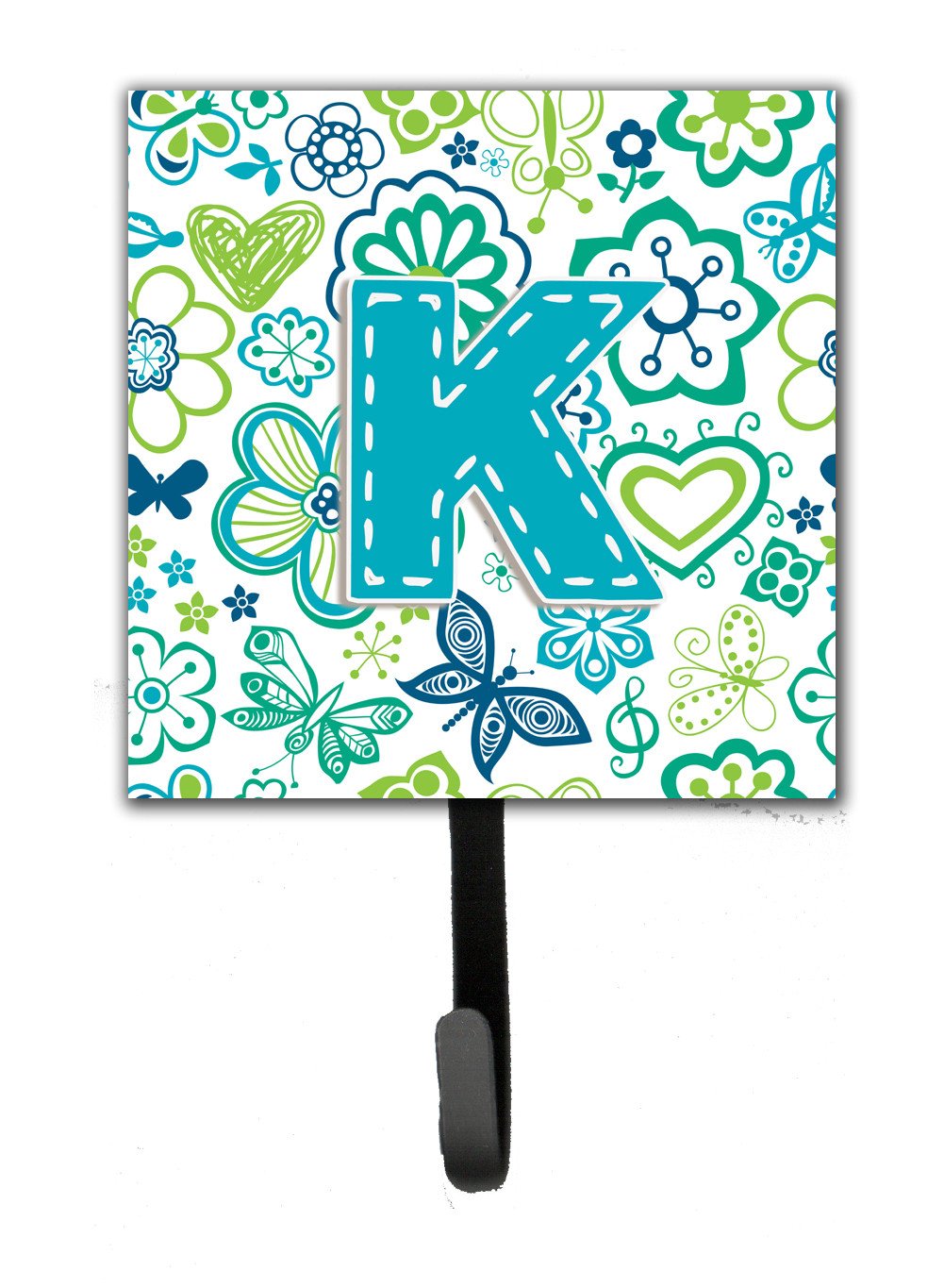 Letter K Flowers and Butterflies Teal Blue Leash or Key Holder CJ2006-KSH4 by Caroline&#39;s Treasures