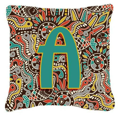 Letter A Retro Tribal Alphabet Initial Canvas Fabric Decorative Pillow CJ2013-APW1414 by Caroline's Treasures