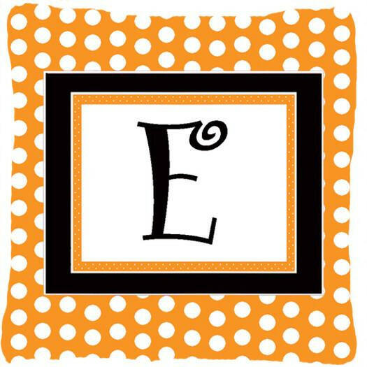 Monogram Initial E Orange Polkadots Decorative   Canvas Fabric Pillow CJ1033 - the-store.com