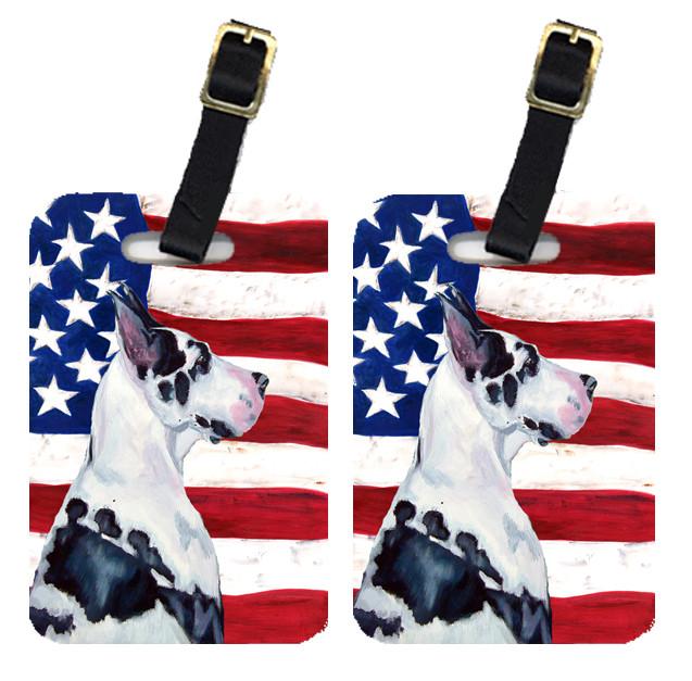 Pair of USA American Flag with Great Dane Luggage Tags LH9013BT by Caroline&#39;s Treasures