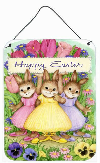 Three Bunnies Happy Easter Wall or Door Hanging Prints CDCO0331DS1216 by Caroline's Treasures