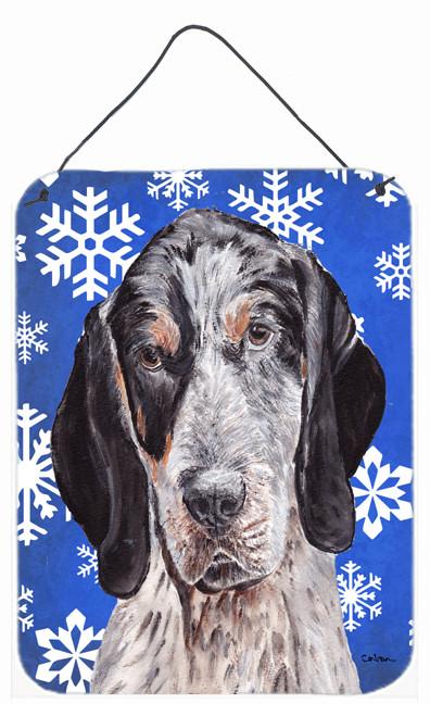 Blue Tick Coonhound Winter Snowflakes Wall or Door Hanging Prints SC9769DS1216 by Caroline's Treasures