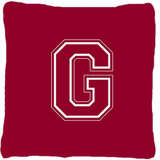 Monogram Initial G Maroon and White Decorative   Canvas Fabric Pillow CJ1032 - the-store.com