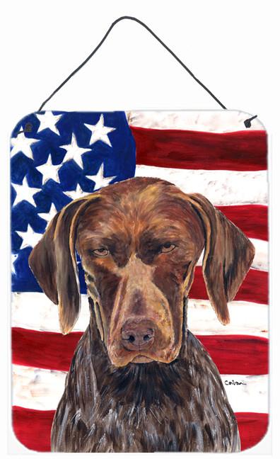 USA American Flag with German Shorthaired Pointer Wall or Door Hanging Prints by Caroline's Treasures