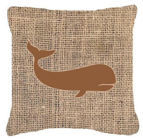 Whale Burlap and Brown   Canvas Fabric Decorative Pillow BB1021 - the-store.com