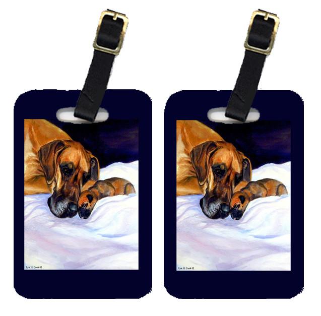 Pair of 2 Fawn Natural Great Dane and Puppy Luggage Tags by Caroline&#39;s Treasures