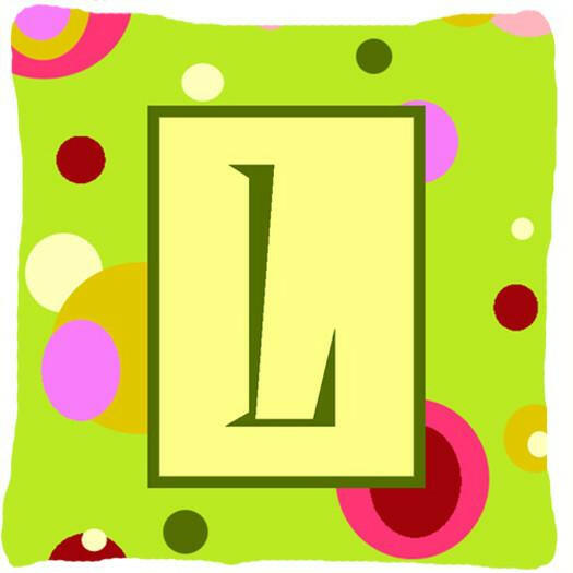 Letter L Initial Monogram - Green Decorative   Canvas Fabric Pillow - the-store.com