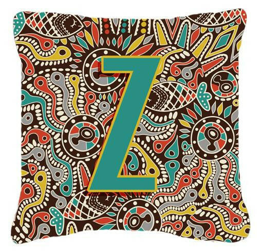 Letter Z Retro Tribal Alphabet Initial Canvas Fabric Decorative Pillow CJ2013-ZPW1414 by Caroline&#39;s Treasures