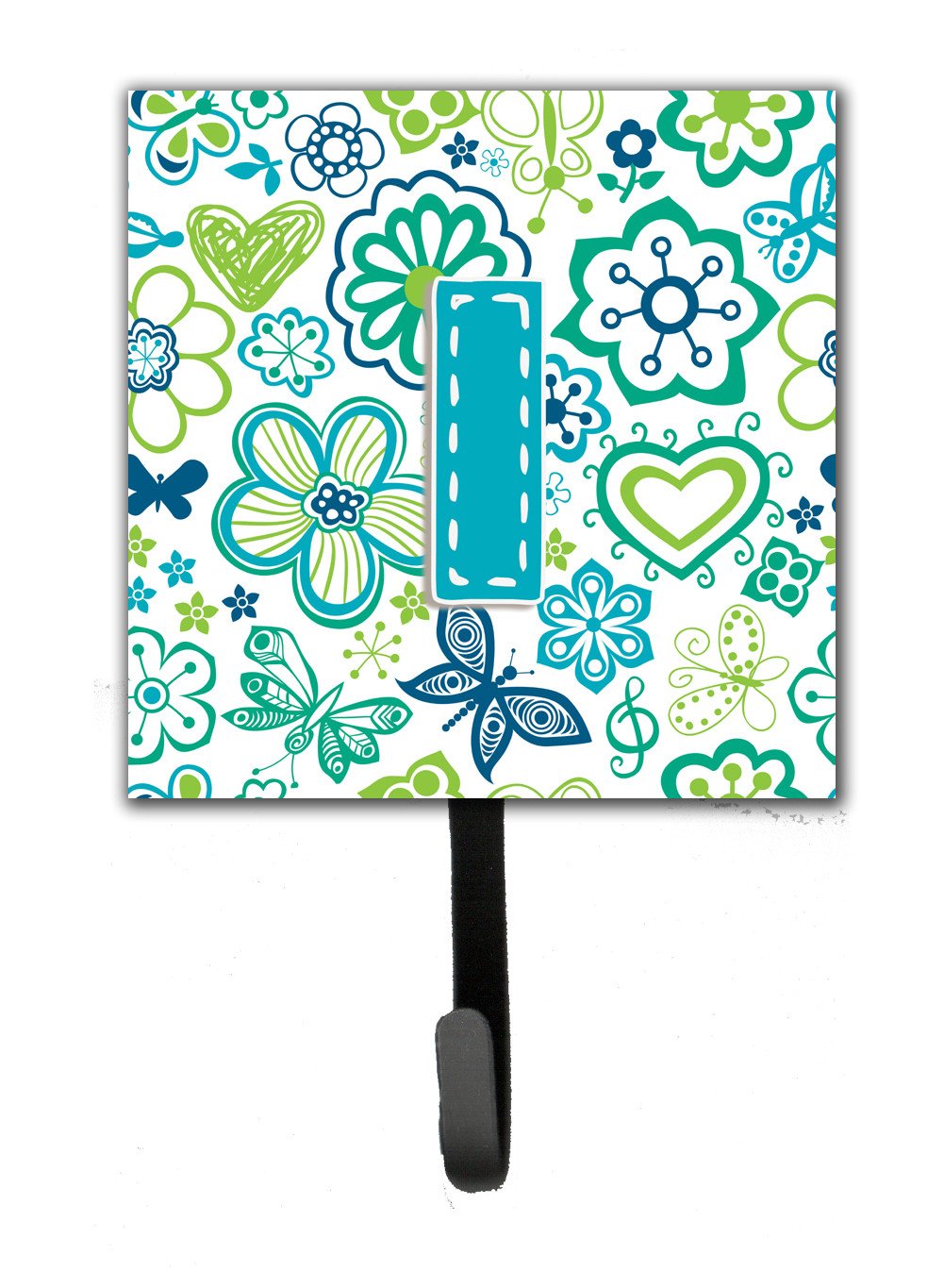 Letter I Flowers and Butterflies Teal Blue Leash or Key Holder CJ2006-ISH4 by Caroline&#39;s Treasures